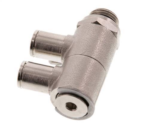 6mm x G1/4'' 2-way Manifold Push-in Fitting with Male Threads Brass NBR Rotatable