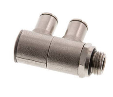 6mm x G1/4'' 2-way Manifold Push-in Fitting with Male Threads Brass NBR Rotatable