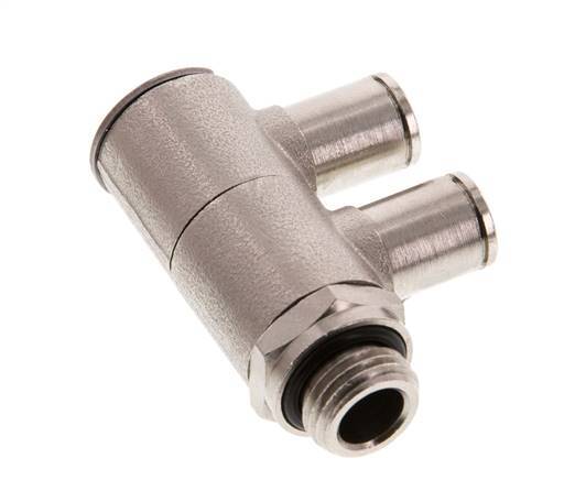 6mm x G1/4'' 2-way Manifold Push-in Fitting with Male Threads Brass NBR Rotatable