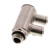 6mm x G1/4'' 2-way Manifold Push-in Fitting with Male Threads Brass NBR Rotatable