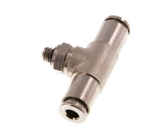 4mm x M 5 Inline Tee Push-in Fitting with Male Threads Brass NBR Rotatable