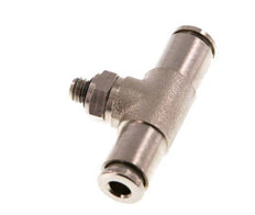 4mm x M 5 Inline Tee Push-in Fitting with Male Threads Brass NBR Rotatable