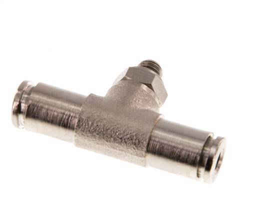 4mm x M 5 Inline Tee Push-in Fitting with Male Threads Brass NBR Rotatable