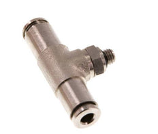 4mm x M 5 Inline Tee Push-in Fitting with Male Threads Brass NBR Rotatable