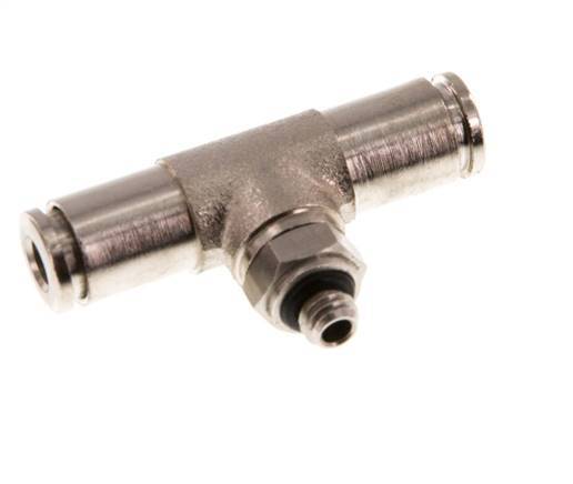 4mm x M 5 Inline Tee Push-in Fitting with Male Threads Brass NBR Rotatable