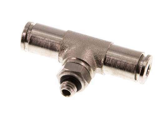 4mm x M 5 Inline Tee Push-in Fitting with Male Threads Brass NBR Rotatable