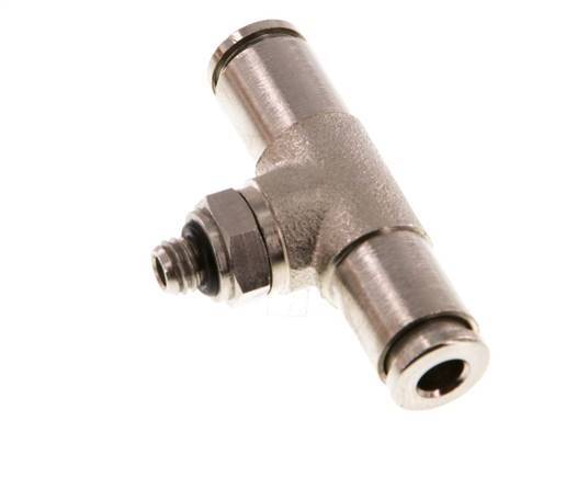 4mm x M 5 Inline Tee Push-in Fitting with Male Threads Brass NBR Rotatable