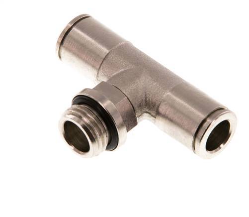 8mm x G1/4'' Inline Tee Push-in Fitting with Male Threads Brass NBR Rotatable