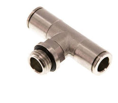 8mm x G1/4'' Inline Tee Push-in Fitting with Male Threads Brass NBR Rotatable