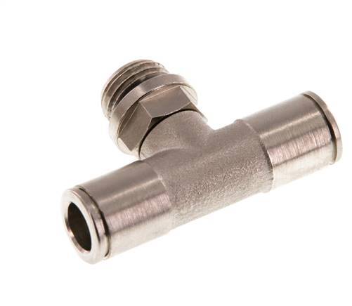 8mm x G1/4'' Inline Tee Push-in Fitting with Male Threads Brass NBR Rotatable