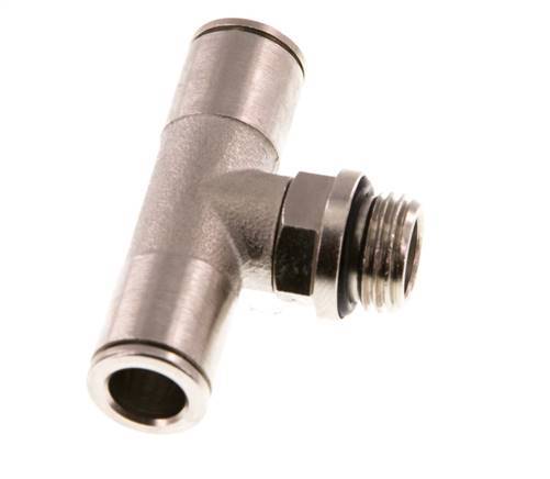 8mm x G1/4'' Inline Tee Push-in Fitting with Male Threads Brass NBR Rotatable