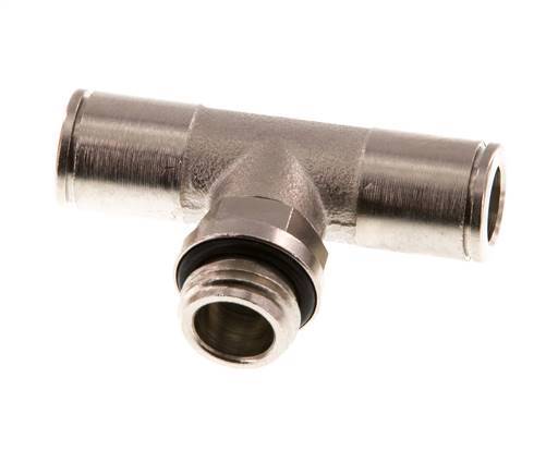 8mm x G1/4'' Inline Tee Push-in Fitting with Male Threads Brass NBR Rotatable
