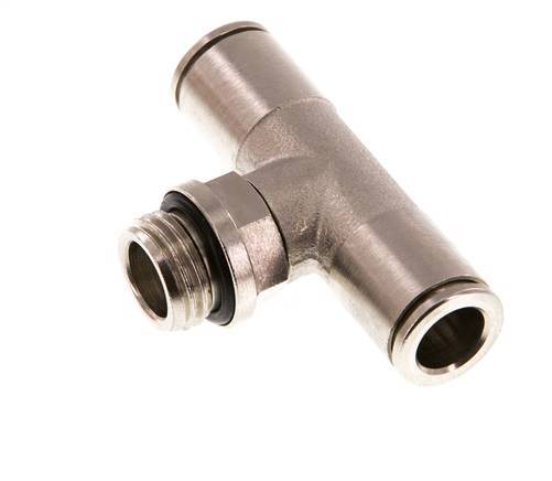 8mm x G1/4'' Inline Tee Push-in Fitting with Male Threads Brass NBR Rotatable