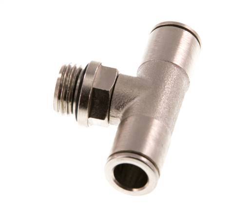 8mm x G1/4'' Inline Tee Push-in Fitting with Male Threads Brass NBR Rotatable