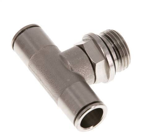12mm x G1/2'' Inline Tee Push-in Fitting with Male Threads Brass NBR Rotatable