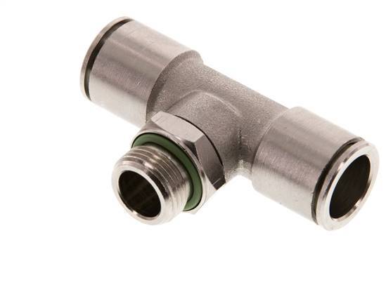 14mm x G3/8'' Inline Tee Push-in Fitting with Male Threads Brass FKM Rotatable