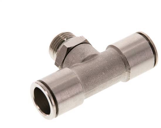 14mm x G3/8'' Inline Tee Push-in Fitting with Male Threads Brass FKM Rotatable