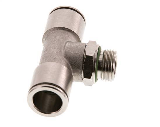 14mm x G3/8'' Inline Tee Push-in Fitting with Male Threads Brass FKM Rotatable