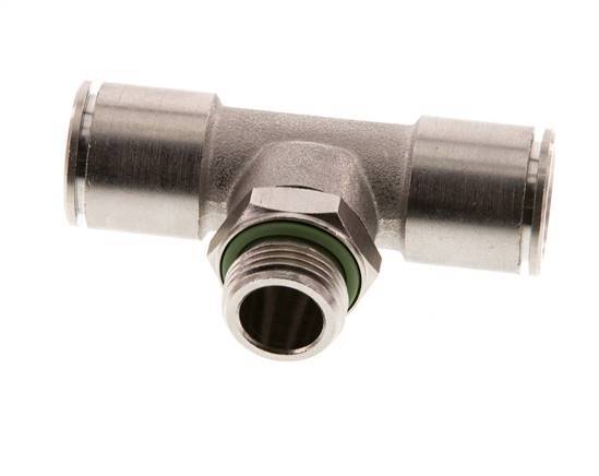 14mm x G3/8'' Inline Tee Push-in Fitting with Male Threads Brass FKM Rotatable