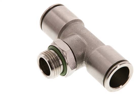 14mm x G3/8'' Inline Tee Push-in Fitting with Male Threads Brass FKM Rotatable