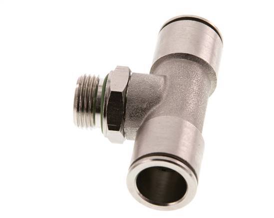 14mm x G3/8'' Inline Tee Push-in Fitting with Male Threads Brass FKM Rotatable