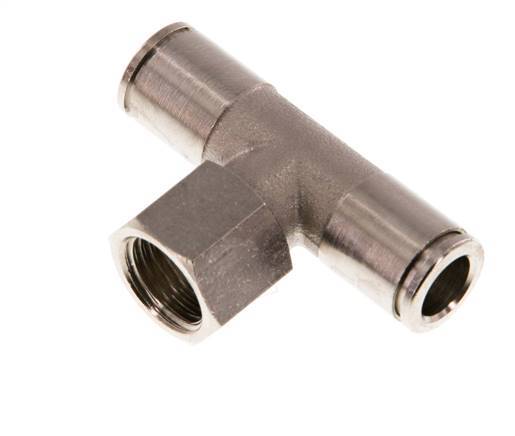 8mm x G1/4'' Inline Tee Push-in Fitting with Female Threads Brass NBR Rotatable