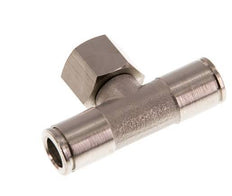 8mm x G1/4'' Inline Tee Push-in Fitting with Female Threads Brass NBR Rotatable
