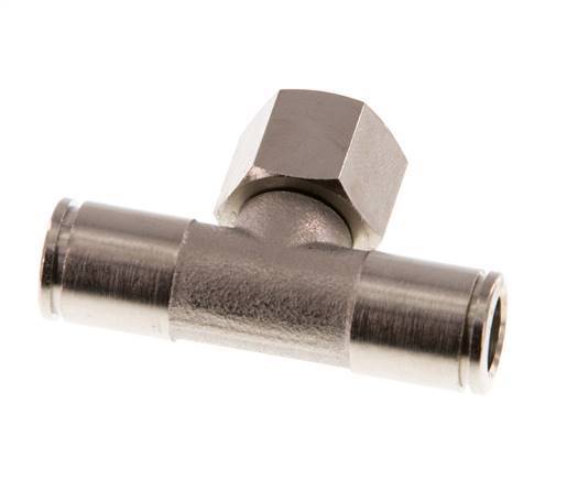 8mm x G1/4'' Inline Tee Push-in Fitting with Female Threads Brass NBR Rotatable