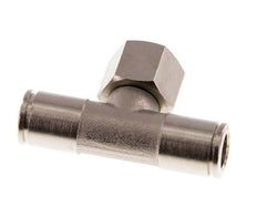 8mm x G1/4'' Inline Tee Push-in Fitting with Female Threads Brass NBR Rotatable