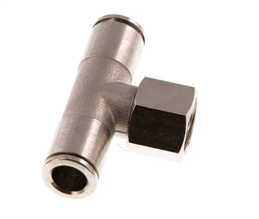 8mm x G1/4'' Inline Tee Push-in Fitting with Female Threads Brass NBR Rotatable