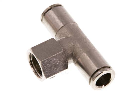 8mm x G1/4'' Inline Tee Push-in Fitting with Female Threads Brass NBR Rotatable