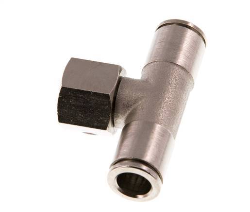 8mm x G1/4'' Inline Tee Push-in Fitting with Female Threads Brass NBR Rotatable