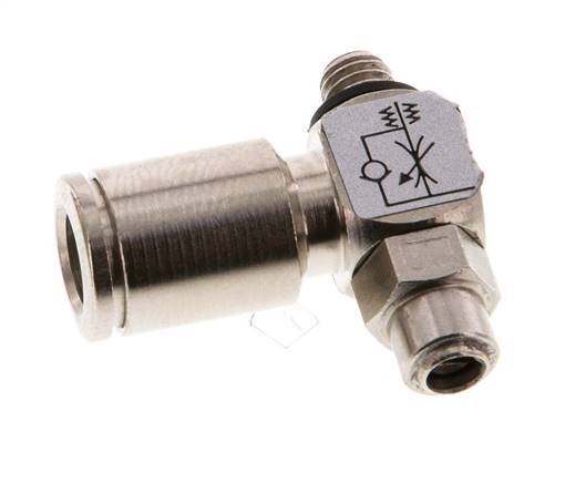 Válvula reguladora de caudal Codo de salida de contador 6 mm - M5 Tornillo ranurado de latón Banjo