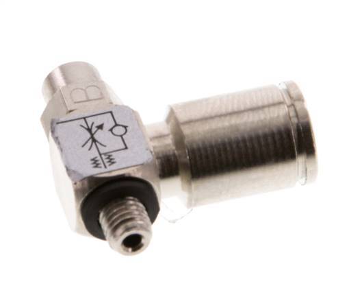 Válvula reguladora de caudal Codo de salida de contador 6 mm - M5 Tornillo ranurado de latón Banjo