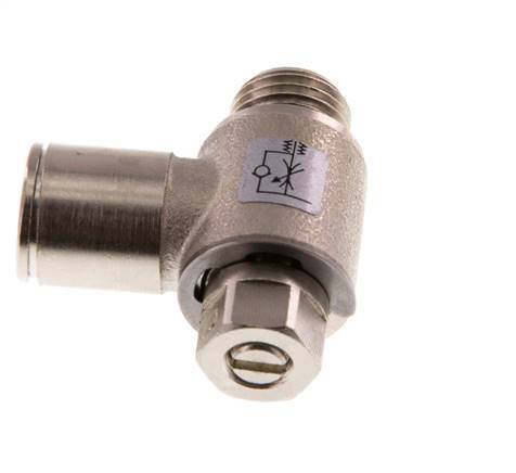 Válvula de control de flujo Codo de salida del medidor 10 mm - G1/4'' Tornillo ranurado de latón