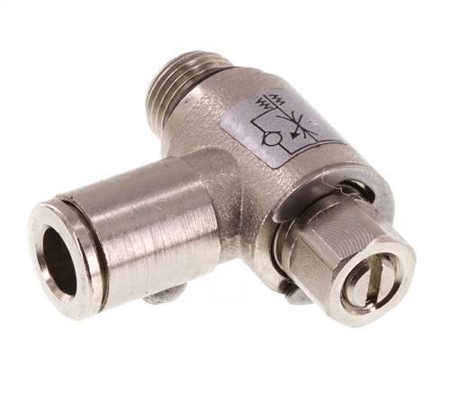 Válvula de control de flujo Codo de medición 6 mm - G1/8'' Tornillo ranurado de latón