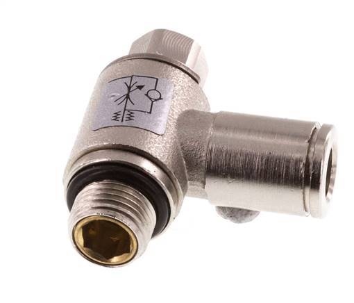 Válvula de control de flujo Codo de medición 6 mm - G1/8'' Tornillo ranurado de latón