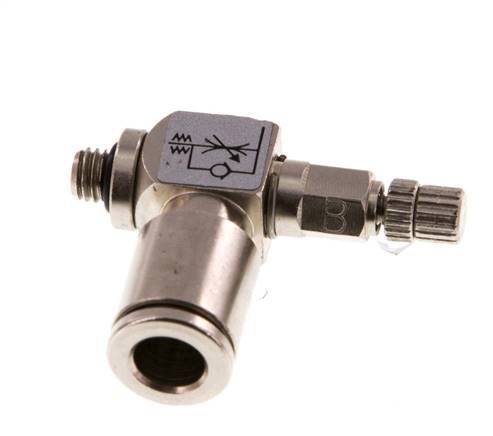 Válvula reguladora de caudal Codo de salida de contador 6 mm - Tornillo moleteado de latón M5