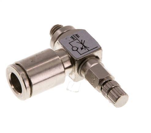 Válvula reguladora de caudal Codo de salida de contador 6 mm - Tornillo moleteado de latón M5