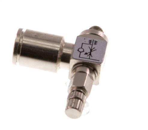 Válvula reguladora de caudal Codo de salida de contador 6 mm - Tornillo moleteado de latón M5