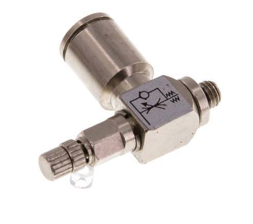 Válvula reguladora de caudal Codo de salida de contador 6 mm - Tornillo moleteado de latón M5