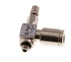 Válvula reguladora de caudal Codo de salida de contador 6 mm - Tornillo moleteado de latón M5