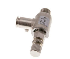 Válvula reguladora de caudal Codo de salida de contador 4 mm - G1/8'' Tornillo moleteado de latón