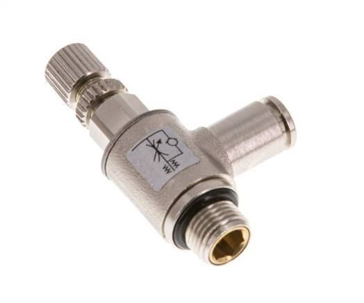 Válvula reguladora de caudal Codo de salida de contador 4 mm - G1/8'' Tornillo moleteado de latón