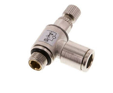 Válvula reguladora de caudal Codo de salida de contador 8 mm - G1/8'' Tornillo moleteado de latón