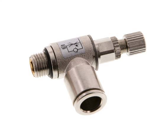 Válvula reguladora de caudal Codo de salida de contador 8 mm - G1/8'' Tornillo moleteado de latón