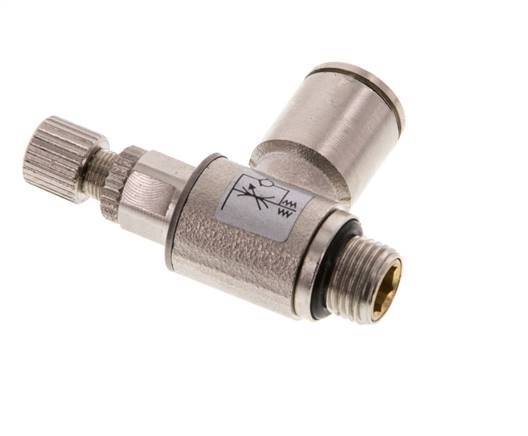 Válvula reguladora de caudal Codo de salida de contador 8 mm - G1/8'' Tornillo moleteado de latón