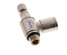 Válvula reguladora de caudal Codo de salida de contador 8 mm - G1/8'' Tornillo moleteado de latón