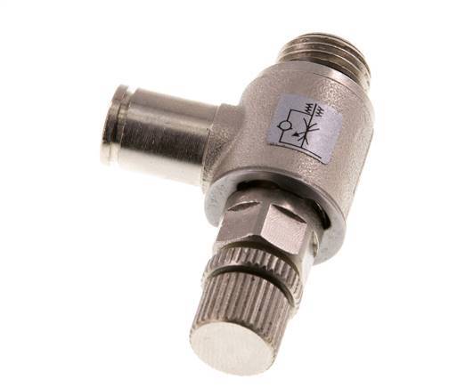 Válvula reguladora de caudal Codo de salida de contador 6 mm - G1/4'' Tornillo moleteado de latón