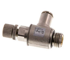 Válvula reguladora de caudal Codo de salida de contador 6 mm - G1/4'' Tornillo moleteado de latón